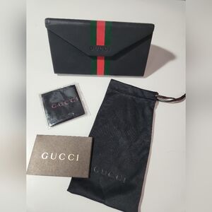 Gucci Black Envelope Bag with Green and Red Stripe
